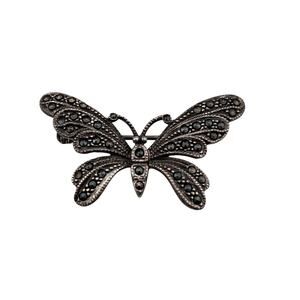 Small Butterfly Sterling Silver Brooch TH Marcasite